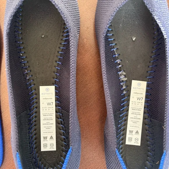 Rothy's Women’s The Point Maritime Navy Slip On Flats Ballet, Size 7
