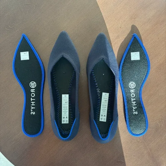 Rothy's Women’s The Point Maritime Navy Slip On Flats Ballet, Size 7