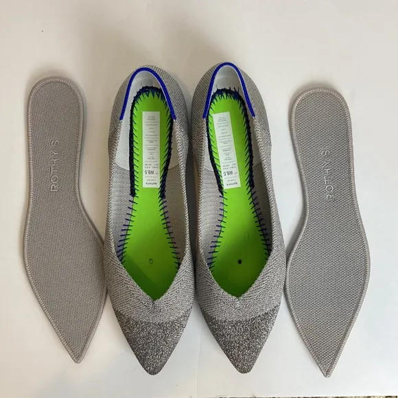 Rothy's Womens The Point Metallic Pointed Toe Slip On Ballet Flats Size 8.5