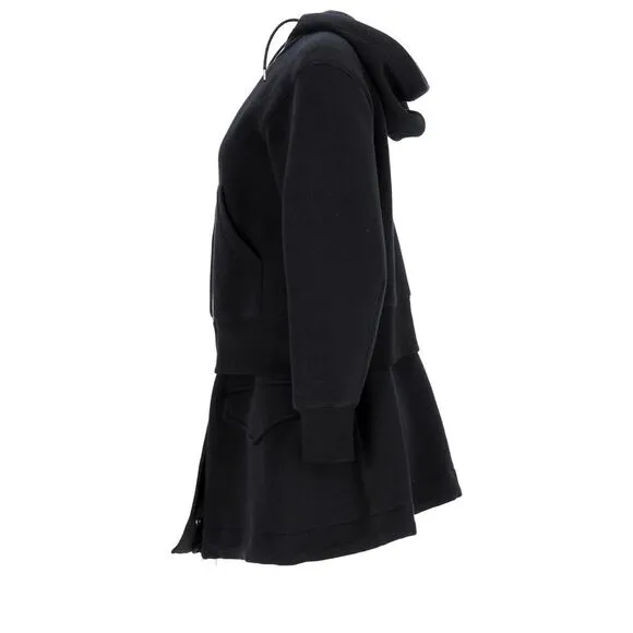 Sacai Zipped Hoodie Mini Dress in Black Cotton