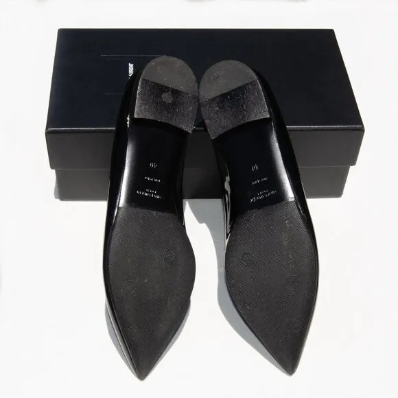 SAINT LAURENT YSL Paris 10 Patent Leather Ballerina Pointed toe flats 40 $595