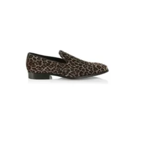 Saks Fifth Avenue Leopard Velvet Loafers Sleek Slip-Ons