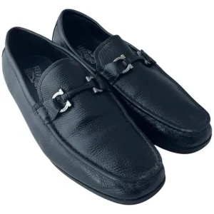 Salvatore Ferragamo Gancini Silver/Black Bit Dress Shoes Loafers Men’s EU 45