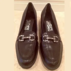 SALVATORE FERRAGAMO Leather Loafers Horse Bit NICE
