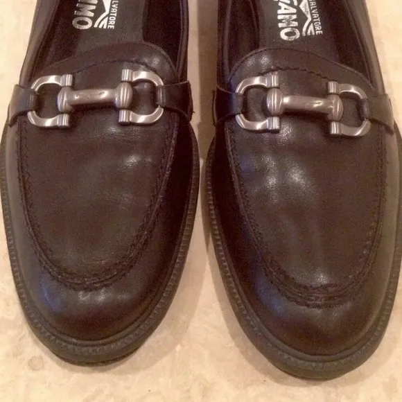 SALVATORE FERRAGAMO Leather Loafers Horse Bit NICE