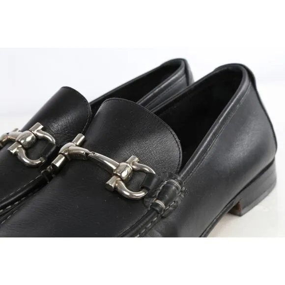 Salvatore Ferragamo Mens Black Leather Horsebit Dress Loafers Shoes Size 12D