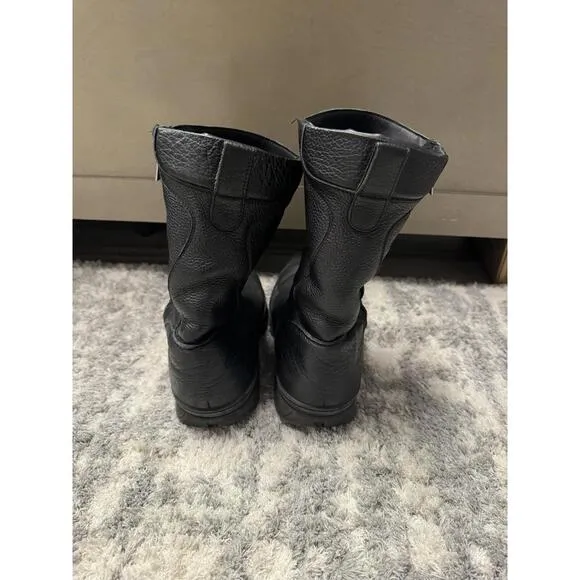 Salvatore Ferragamo Men's Black Leather Insulated Boots Size 7