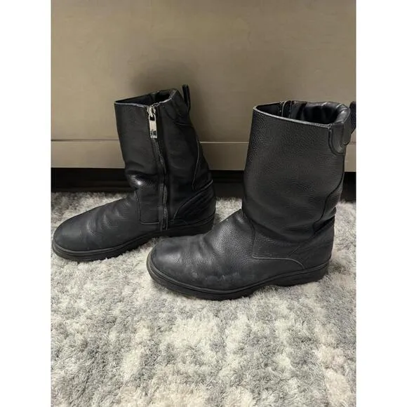 Salvatore Ferragamo Men's Black Leather Insulated Boots Size 7