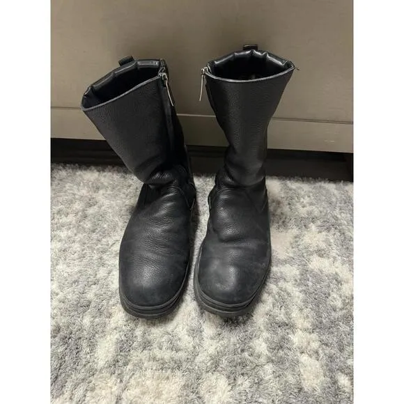 Salvatore Ferragamo Men's Black Leather Insulated Boots Size 7
