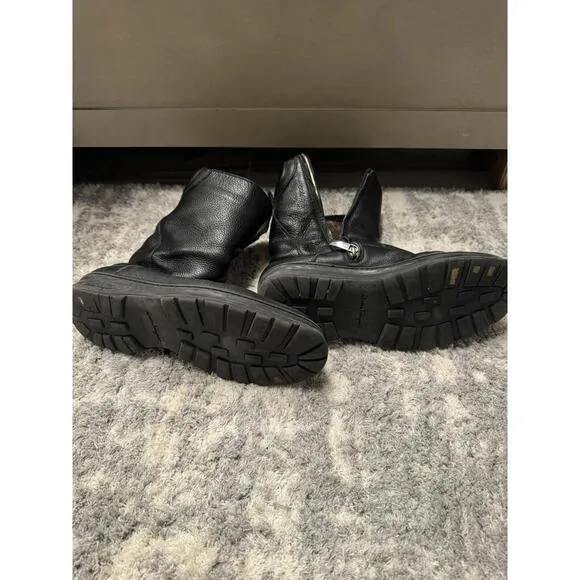 Salvatore Ferragamo Men's Black Leather Insulated Boots Size 7