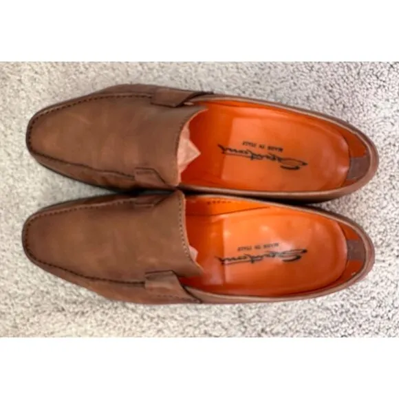 Salvatore Ferrragamo Mens Brown Leather Slip On Loafers Size 8 Made In Italy