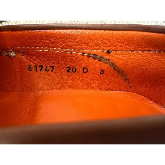 Salvatore Ferrragamo Mens Brown Leather Slip On Loafers Size 8 Made In Italy