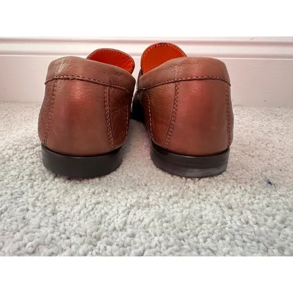 Salvatore Ferrragamo Mens Brown Leather Slip On Loafers Size 8 Made In Italy