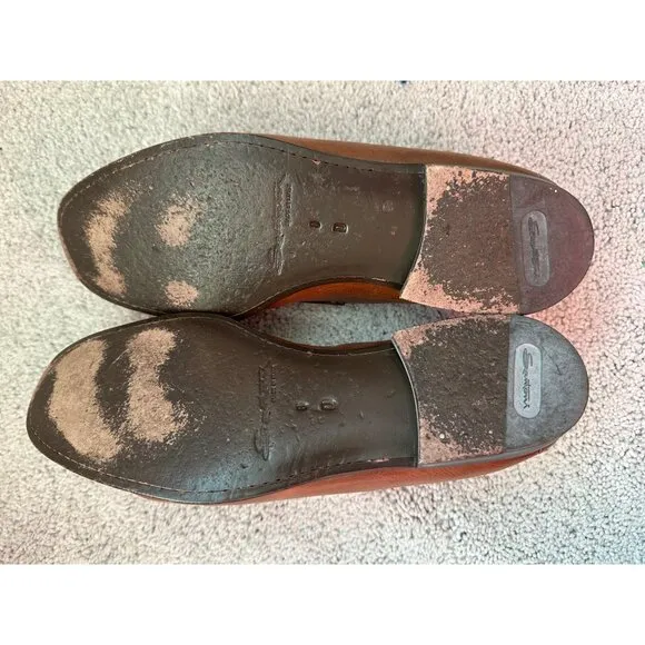 Salvatore Ferrragamo Mens Brown Leather Slip On Loafers Size 8 Made In Italy