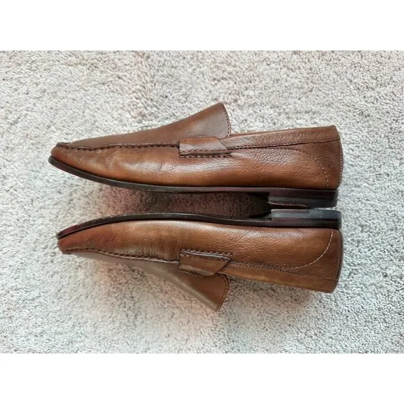 Salvatore Ferrragamo Mens Brown Leather Slip On Loafers Size 8 Made In Italy