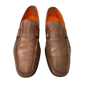 Salvatore Ferrragamo Mens Brown Leather Slip On Loafers Size 8 Made In Italy
