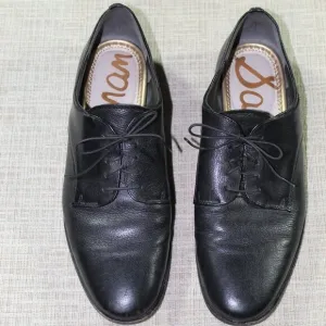 Sam Edelman Black Lace Up Dress Loafers Size: 10