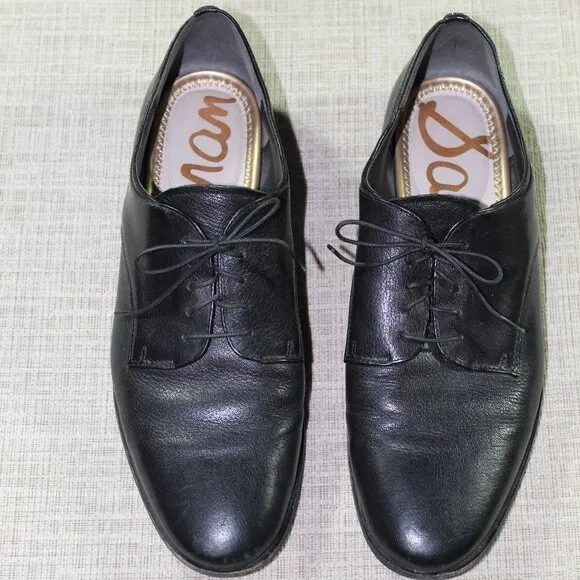 Sam Edelman Black Lace Up Dress Loafers Size: 10