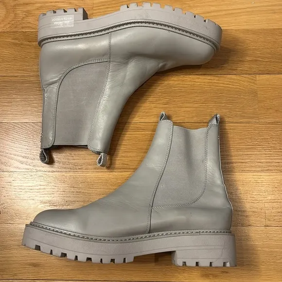 Sam Edelman Boots Laguna Chelsea Grey Leather Waterproof Size 10.5