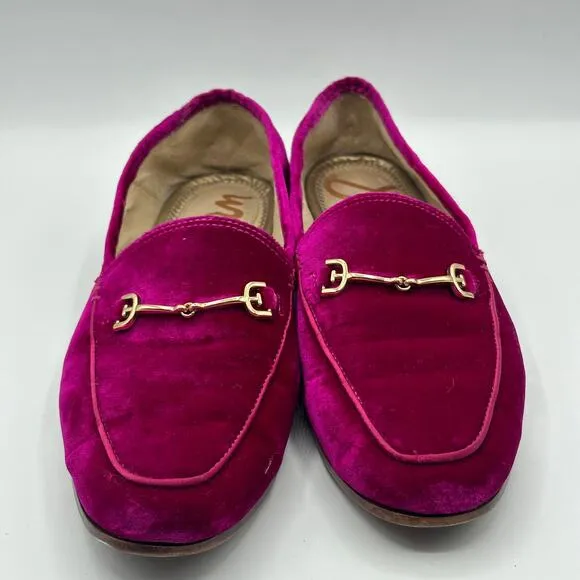 SAM EDELMAN Loraine Horsebit Loafers Raspberry Velvet Sz 7