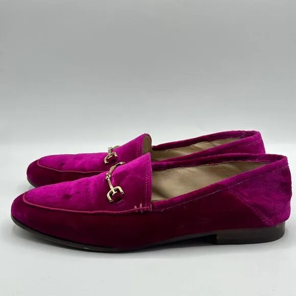 SAM EDELMAN Loraine Horsebit Loafers Raspberry Velvet Sz 7