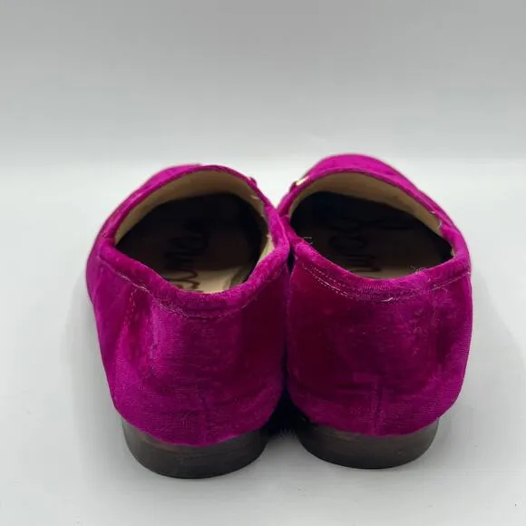 SAM EDELMAN Loraine Horsebit Loafers Raspberry Velvet Sz 7