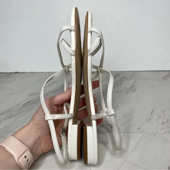 Sam Edelman Teale White Leather Strappy Sandal 8 1/2 M