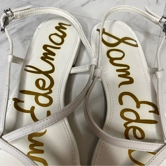 Sam Edelman Teale White Leather Strappy Sandal 8 1/2 M