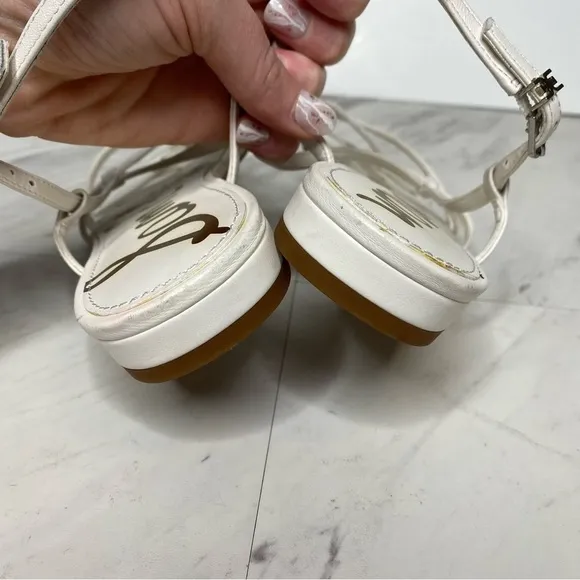 Sam Edelman Teale White Leather Strappy Sandal 8 1/2 M