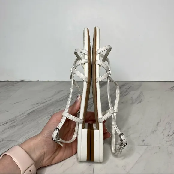 Sam Edelman Teale White Leather Strappy Sandal 8 1/2 M