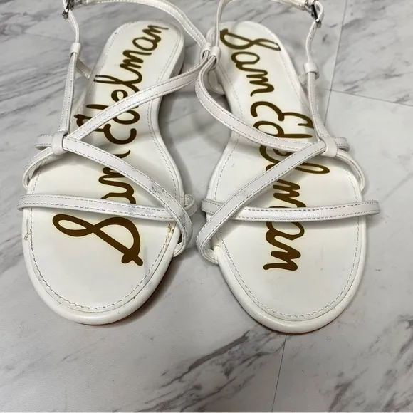 Sam Edelman Teale White Leather Strappy Sandal 8 1/2 M