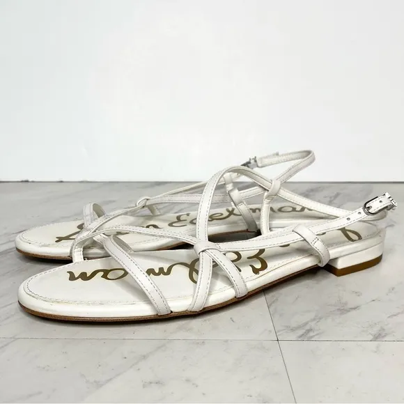 Sam Edelman Teale White Leather Strappy Sandal 8 1/2 M