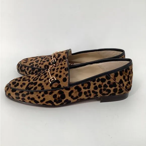 Sam Edelman Womens 9M Tan Leopard Brahma Hair Loraine Bit Loafers Slip On T4-1