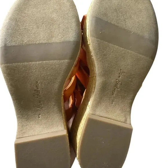 Sam Edelman Yuki Cali Orange Open Toe Slip On Strappy Wedge Heeled Sandals