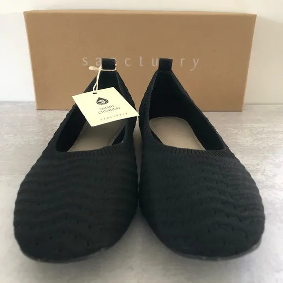 SANCTUARY Social Smart Creation Knit Ballet Flats, Black 8 New In Box!