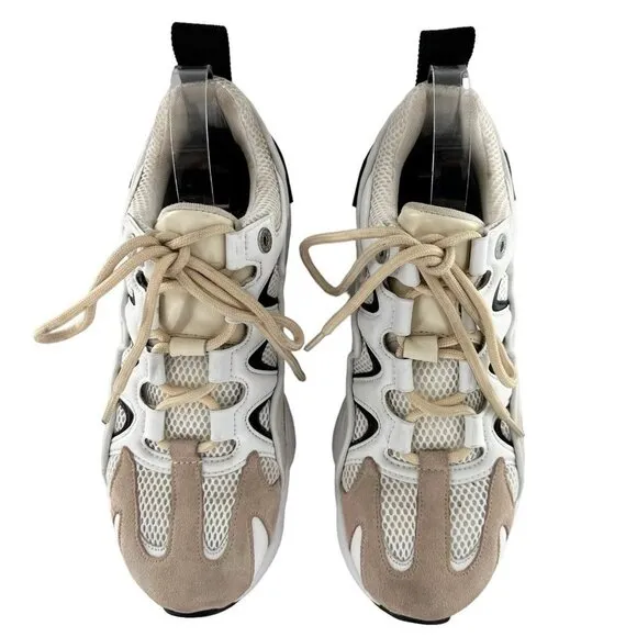 Sandro Atomic Beige &amp; Off-White High Top Sneakers Size 41