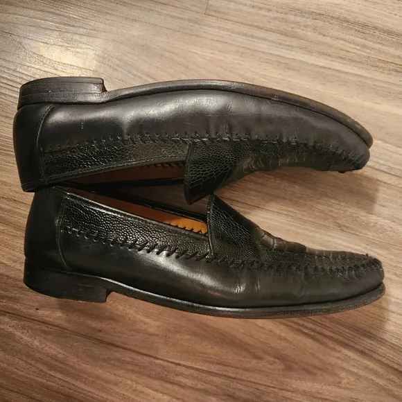 Sandro Moscoloni Genuine Ostrich Dress Loafers Black size 8