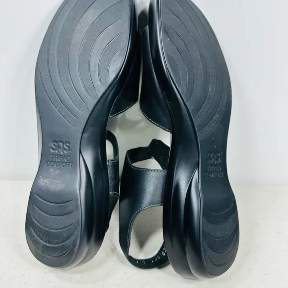 SAS Black Leather Strappy Sandals Women's 9 N