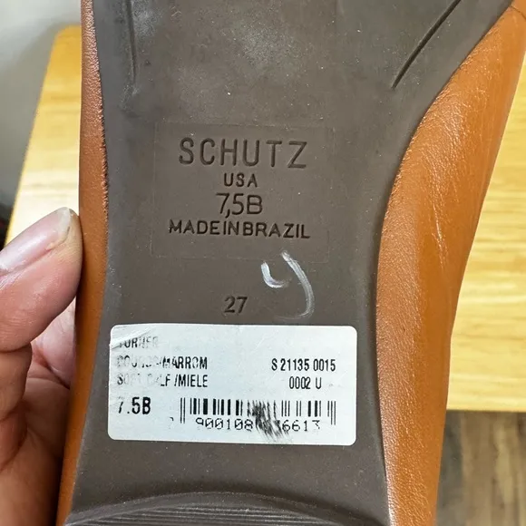 Schutz Women's Brown Leather Ballet Flats