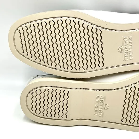 Sebago Docksides Portland Womens Size 10 White Leather Boat Shoes Loafers