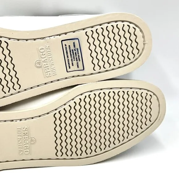 Sebago Docksides Portland Womens Size 10 White Leather Boat Shoes Loafers