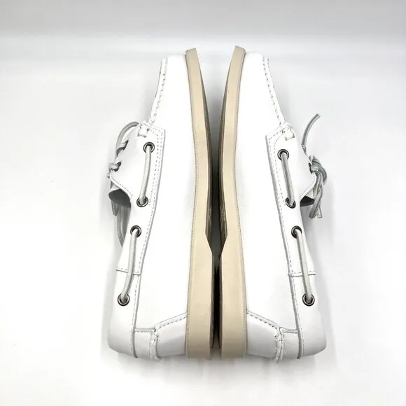 Sebago Docksides Portland Womens Size 10 White Leather Boat Shoes Loafers