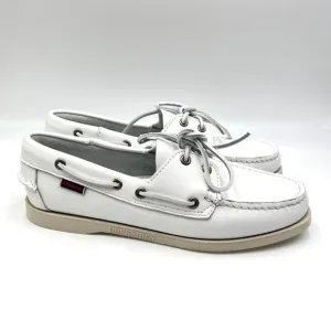 Sebago Docksides Portland Womens Size 10 White Leather Boat Shoes Loafers