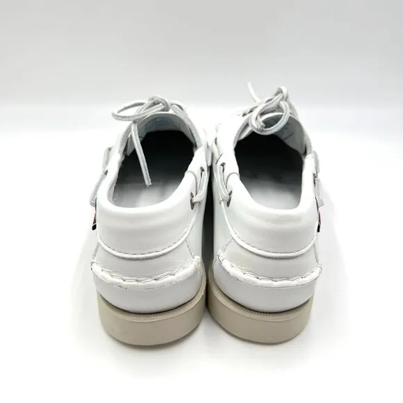 Sebago Docksides Portland Womens Size 10 White Leather Boat Shoes Loafers