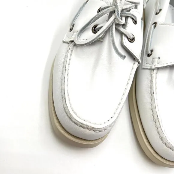 Sebago Docksides Portland Womens Size 10 White Leather Boat Shoes Loafers