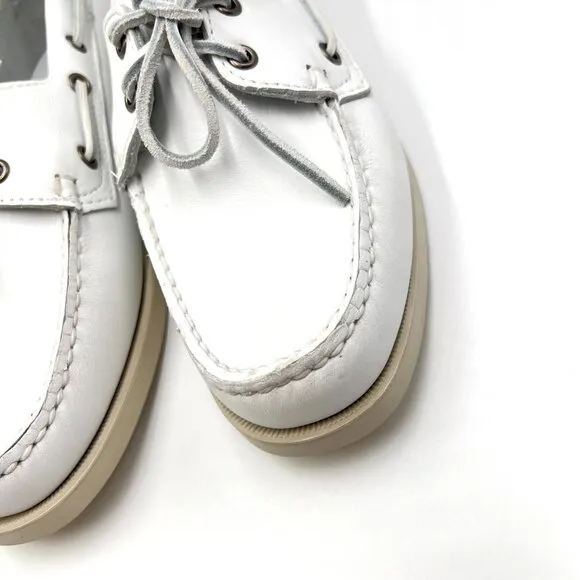 Sebago Docksides Portland Womens Size 10 White Leather Boat Shoes Loafers