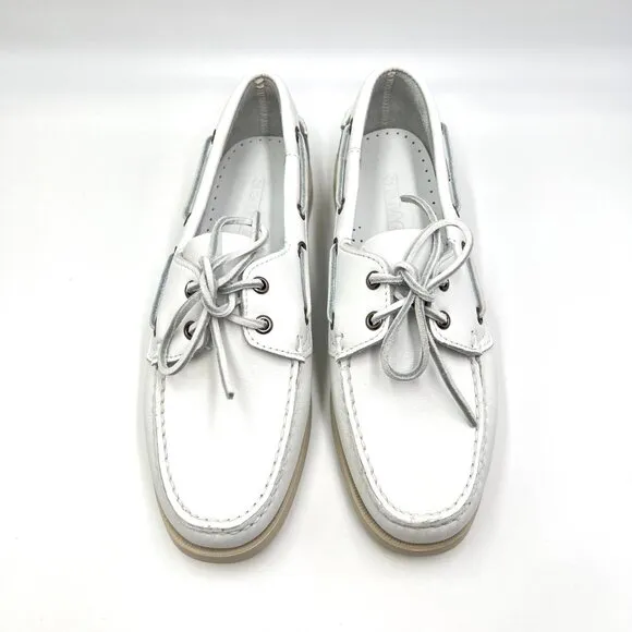 Sebago Docksides Portland Womens Size 10 White Leather Boat Shoes Loafers