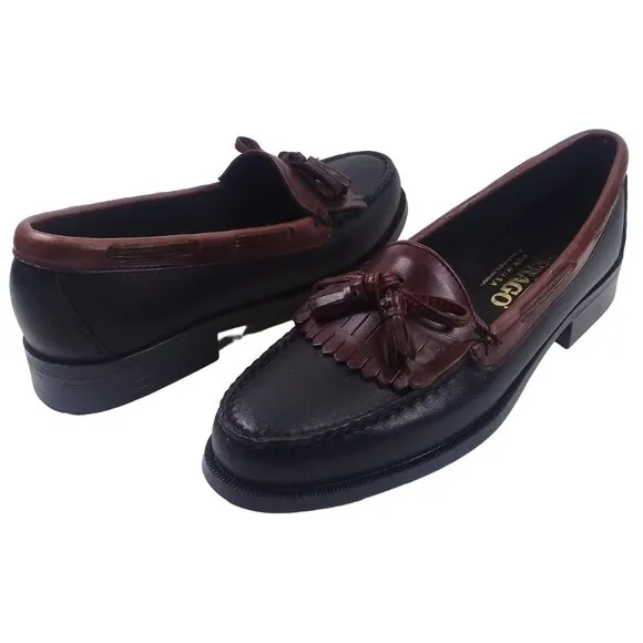 Sebago Women's NEW Kiltie Tassel Black/Brown Moc Loafers Leather 9N
