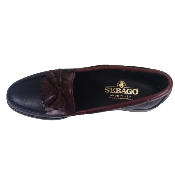 Sebago Women's NEW Kiltie Tassel Black/Brown Moc Loafers Leather 9N