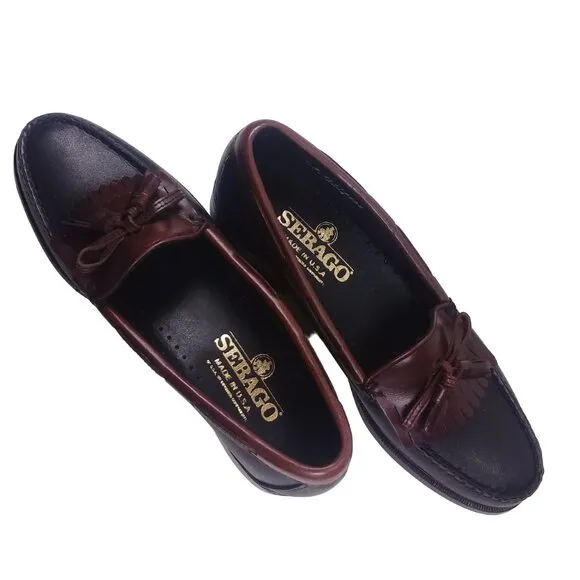 Sebago Women's NEW Kiltie Tassel Black/Brown Moc Loafers Leather 9N